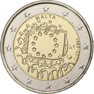 Malta,
2 Euro,
Drapeau européen