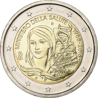 Italien,
2 Euro,
60ème anniversaire du Ministère de la santé
