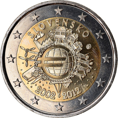 Slowenien,
2 Euro,
10 ans de l'Euro