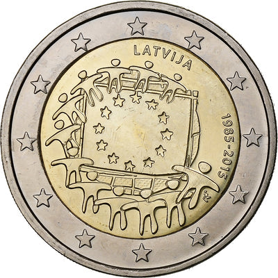 Latvia, 
            
               2 Euro, 
            
               30 ans   Drapeau européen