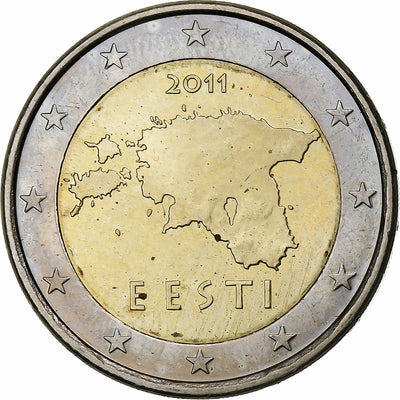 Estonia, 
            
               2 Euro, 
            
               Map of Estonia