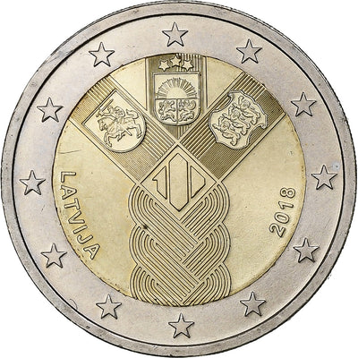 Latvia, 
            
               2 Euro, 
            
               100th Anniversary of the Baltic States