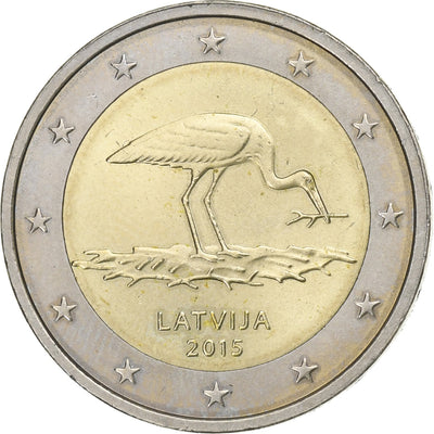 Latvia, 
            
               2 Euro, 
            
               Cigogne