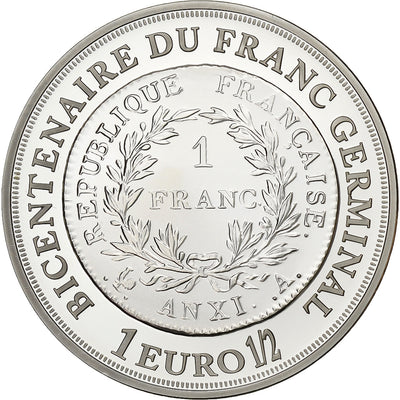 Frankreich, 
            
               1 1/2 Euro, 
            
               Bicentenaire du franc germinal