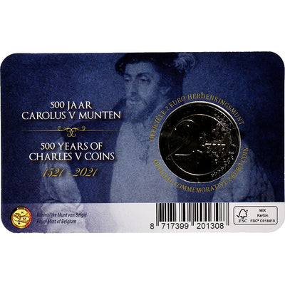 Belgien, 
            
               2 Euro, 
            
               Charles Quint