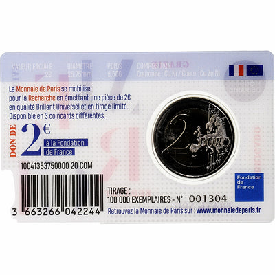 Frankreich, 
            
               2 Euro, 
            
               Recherche médicale