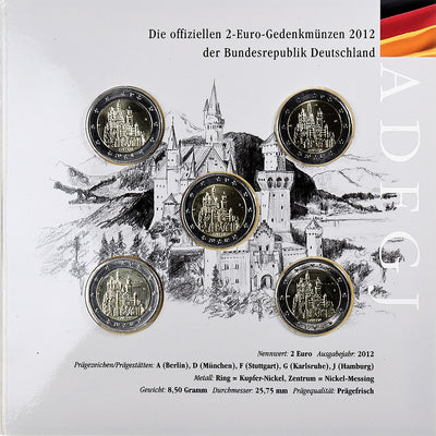 Deutschland, 
            
               2€ x 5, 
            
               Neuschwanstein Castle