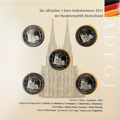 Deutschland, 
            
               2€ x 5, 
            
               Kölner Dom