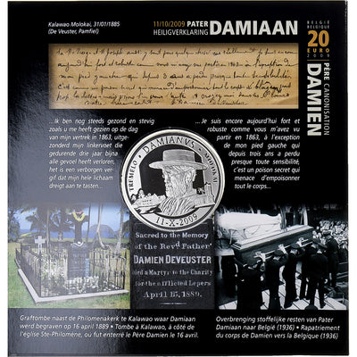 Belgien, 
            
               20 Euro, 
            
               Canonisation de Père Damien