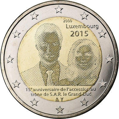 Luxemburg, 
            
               2 Euro, 
            
               15th Anniversary - Accession to the Luxembourg Throne