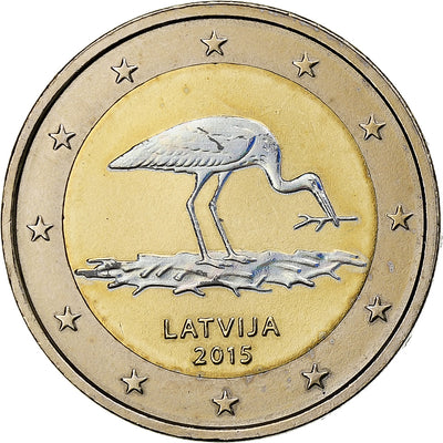 Latvia, 
            
               2 Euro, 
            
               Black Stork