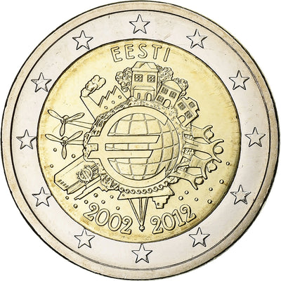 Estonia, 
            
               2 Euro, 
            
               10 Years of Euros Cash