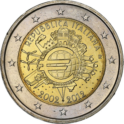 Italien, 
            
               2 Euro, 
            
               10 Years of Euros Cash