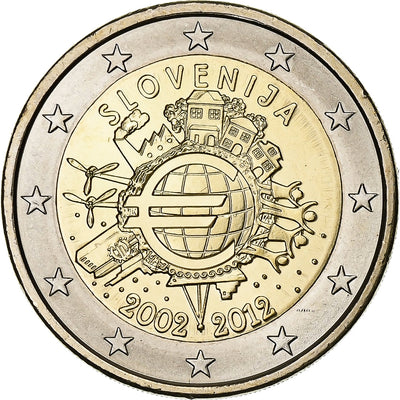 Slowenien, 
            
               2 Euro, 
            
               10 Years of Euros Cash