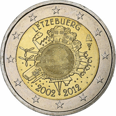 Luxemburg, 
            
               2 Euro, 
            
               10 Years of Euros Cash